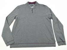 Ted Baker London Mock Neck 1/4 Zip Pullover Mens 6 Gray Long Sleeve Stretch