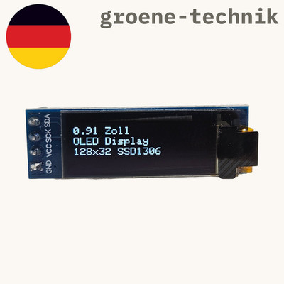 0.91 Zoll OLED Display Modul 128x32 SSD1306 I2C für Arduino Weiß