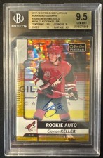 2017-18 O-Pee-Chee Platinum Clayton Keller Seismic Gold Rookie Auto /25 BGS 9.5