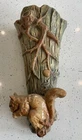 Weller Art Pottery Woodcraft 9 1/2" Squirrel on tree Wall Pocket vase VTG MINT