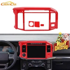 Red Center Console GPS Display Screen Panel Cover Trim Overlay For Ford F150 24+
