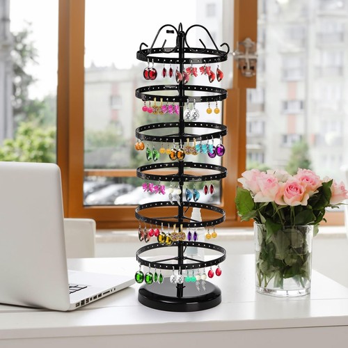 6 Tiers Rotating Earring Holder Organizer, 264 Holes Metal Pierced Earring Di... - Picture 7 of 8