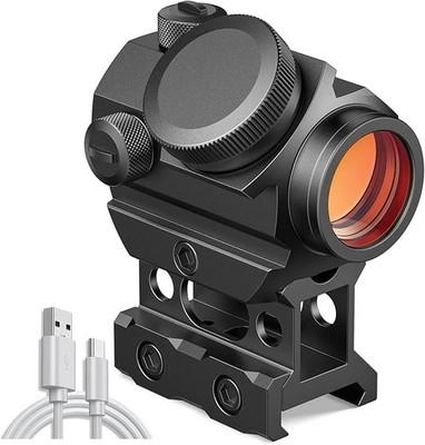 Rechargeable Red Dot Sight, 1x20mm 2 MOA Red Dot, Waterproof & Black