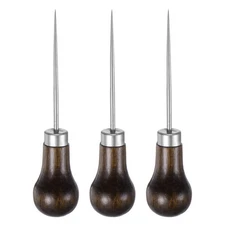 3pcs Handwork Sewing Awl Single Gourd Leather Punch Hole Tool with Wooden Handle