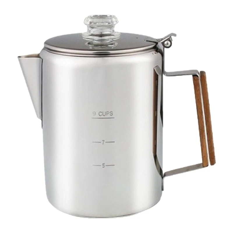 Household Stainless Coffee Percolator Large Capacity Coffee Maker with Clear Lid