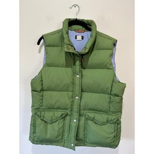 J. Crew green puffer vest size L full zip snap button pockets