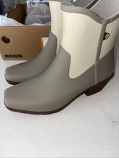BOGS Jolene Ankle Rain Boot Women's 8 Rubber Waterproof Western NEW Taupe Ivory