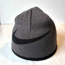 Nike Youth Reversible Beanie Winter Black Gray Ski Snowboard Hat Cap