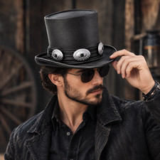 ROCK STAR SLASH GUITAR COSTUME TOP HAT CONCHO STEEL GNR LEATHER BAND