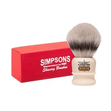 Simpsons Shaving Brush Chubby 3 CH3 Platinum Fibre - Faux Ivory Handle - Prem...