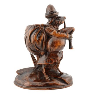c1860 ANTIQUE 19thC BLACK FOREST NOVELTY TREEN CARVED WOOD VESTA MATCH HOLDER