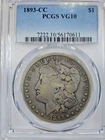 1893-CC Silver Morgan Dollar VG10