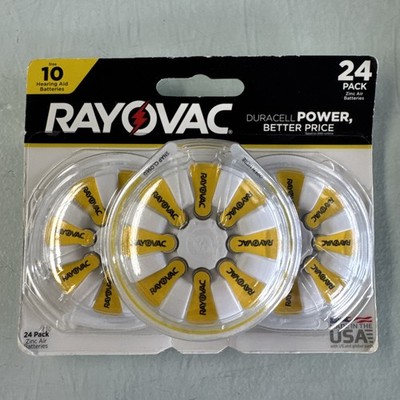 Rayovac Size 10 Hearing Aid Batteries 24 Count Each Lot of 2 Packs