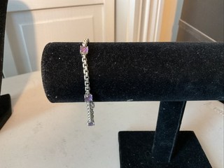 JAI John Hardy Sterlingsilber 925 Amethyst Station Box Kette Armband 8 5"
