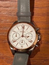 Fossil Grey Leather Strap White Dial Quartz Watch for Ladies - BQ3119