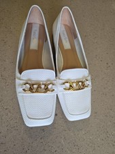 Franco Sarto Tiari Chain Square Toe Loafer White Leather 7