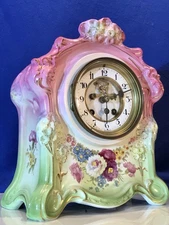 VINTAGE REPRODUCTION ANSONIA PORCELAIN STRIKE CLOCK,PORCELAIN CASE