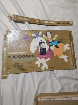 VINTAGE 1959 THREE 3 STOOGES SLAP STICK ON COLORFORMS SET MOE LARRY CURLY 