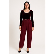 Vintage 90's Burgundy Purple Velvet Jumpsuit S Rhinestone Party Holiday Event