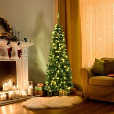 150 Warm White LED Pre-Lit Artificial Pencil Christmas Tree 4.5ft