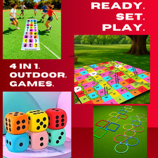4-in-1 Outdoor Games Set Family Fun for Kids & Adults Party, Picnic & Activities
