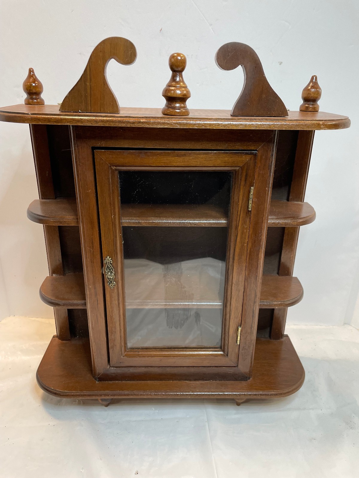 Vintage Miniature Wooden Curio Display Case Cabinet Wall Hanging Table Top