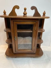Vintage Miniature Wooden Curio Display Case Cabinet Wall Hanging Table Top
