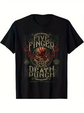 Men'S  Women'S Retro "Five Finger Death Punch" Graphic T-Shirt - 100 Cotton, 1