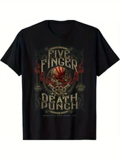 Men'S & Women'S Retro "Five Finger Death Punch" Graphic T-Shirt - 100% Cotton, 1