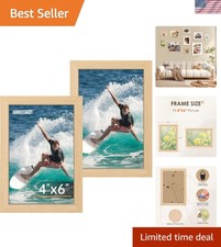 Versatile 2-Pack 4x6 Photo Frames for Wall or Table Display - Natural Wood