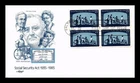 US COVER SOCIAL SECURITY ACT 50TH ANNIVERSARY FDC BLOCK OF 4 ARTMASTER