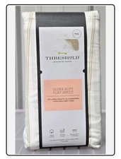 Threshold queen Size Khaki & Cream Ultra Soft 100% Brushed Cotton Flat Sheet