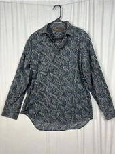 Perry Ellis Shirt Mens Medium (M) Paisley Print Button Up Long Sleeve