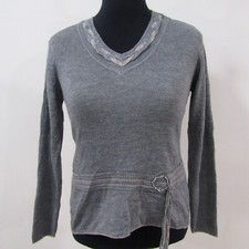 Afibel Womens Wool Blend V Neck Embellished Jumper 36/38 Chest REF (Y01648)