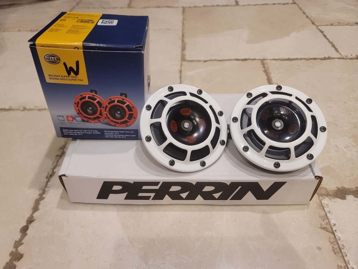 Hella Supertone Horns Gloss White W/ Perrin Bracket. 2022 - 2024