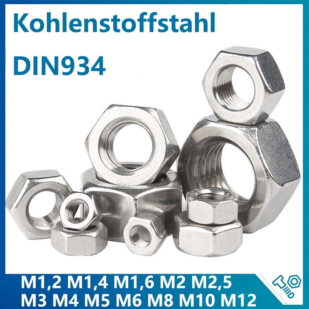 Tuerca hexagonal M1,2 M1,6 M2 M2,5 a M12 tuercas niqueladas DIN 934 tuerca