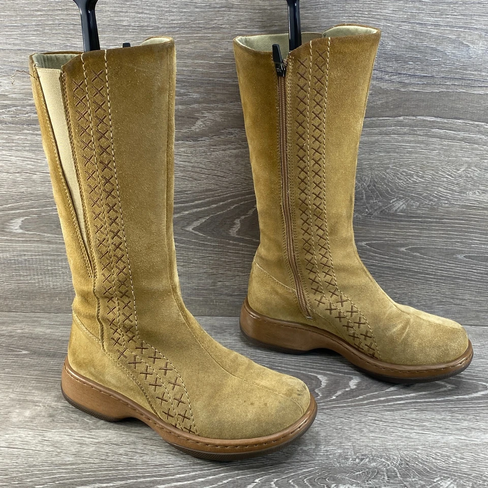 Botas Dansko para mujer 6,5-7 EU 37 bordadas color tostado gamuza cuero media pantorrilla Foto 2 de 4