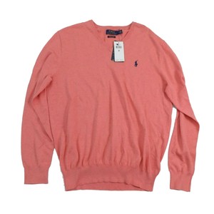 NWT Ralph Lauren Men's V Neck Knit Pima Cotton Sweater Pink Salmon X Large | eBay