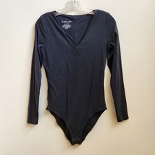 Everlane Bodysuit Top Womens M Supima Cotton Blend Plunging Neck Stretch Capsule
