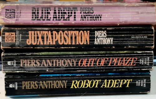 Lot of 4 Piers Anthony Blue Adept Juxtaposition Out Phaze Robot Adept Apprentice - Picture 3 of 7