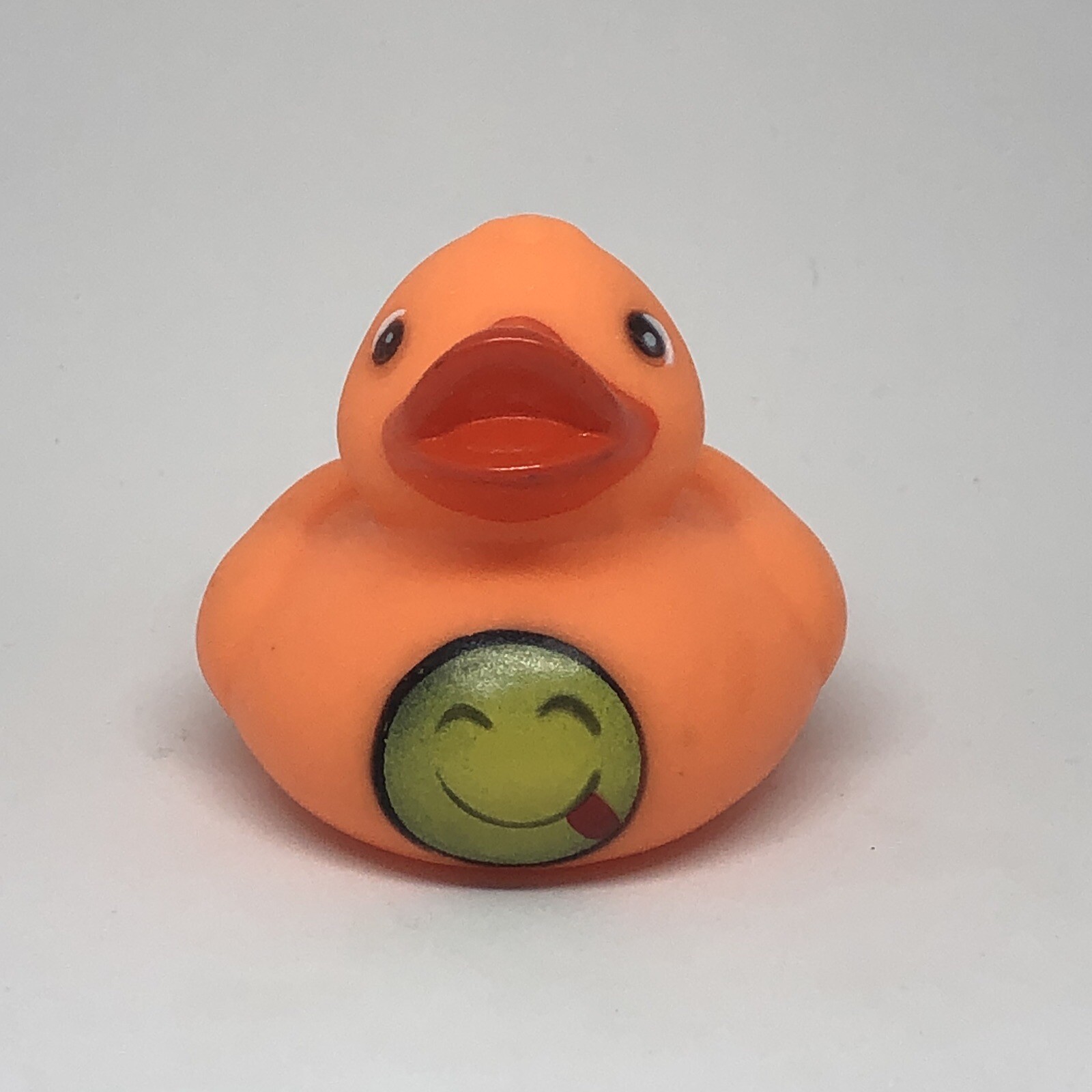 Orange Rubber Duck with Tongue Out Smile Face 2.25 Inch Bath Toy