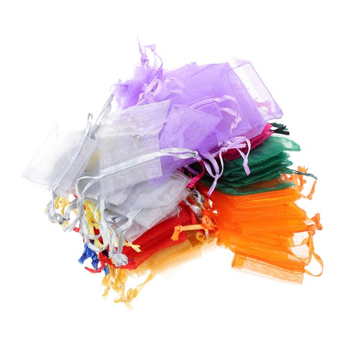 100 Pcs boutiques Sac Demballage Cadeau Voyage Petit En Mailles Petits Sacs À Cordon