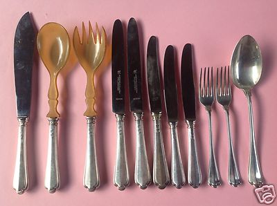 11xSilber 800 Speisebesteck Vorlegebesteck Löffel Messer Gabel Wilkens Bremen~10