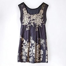 J. Crew Embroidered 100% Cotton Mirabel Sleeveless Dress 6 Faded Black Sand
