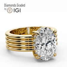 IGI Certified 3.30 Ct F VS1 Oval cut Lab Diamond Engagement Ring 18K Yellow Gold