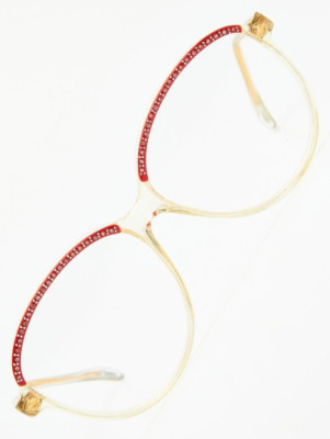 PIERRE CARDIN 57 Clear/Red Butterfly Butterfly Glasses Vintage 80s Women