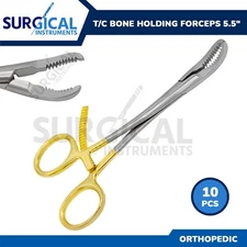 10 Pcs T/C Bone Holding Forceps 5.5" Surgical Orthopedic Gold Handles German Gr