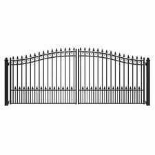 ALEKO Yard Garden Dual Steel Driveway Gate Black 16' x 6' Prague Style