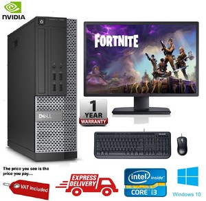 Fast Gaming Dell Hp Tower Pc Full Set Computer System Intel I3 8gb