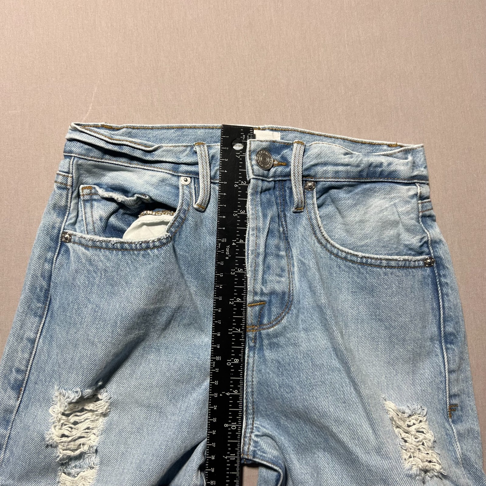 Frame Le Original Patch Work Distressed High Rise… - image 12